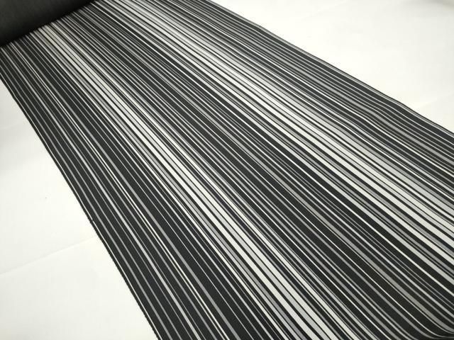 平和屋本店□極上 小紋 反物 着尺 京友禅 縞 黒地 逸品 未使用  