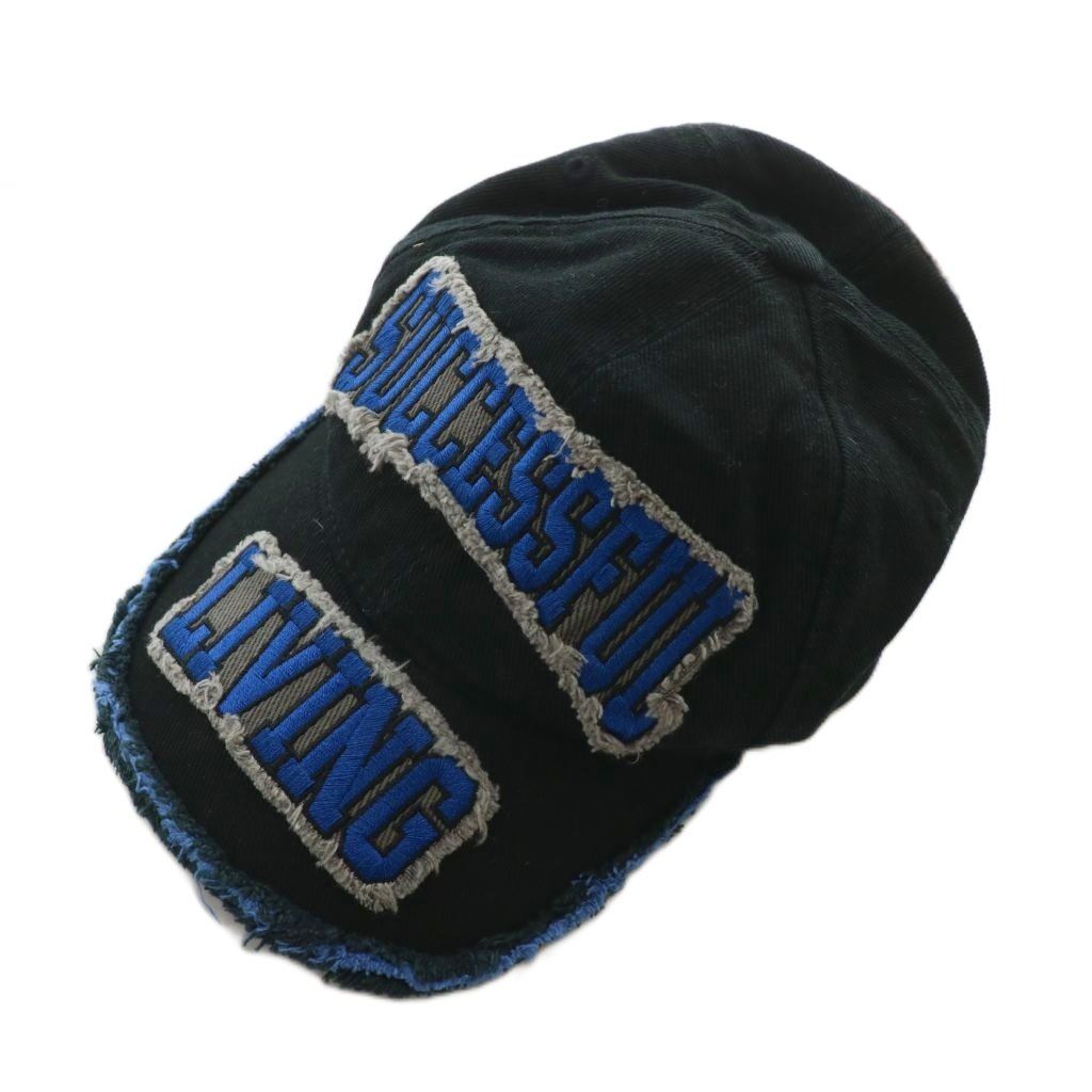DIESEL ダメージ加工キャップ ブラック DIESEL ディーゼル ダメージ加工 バーコード刺繡 キャップ
