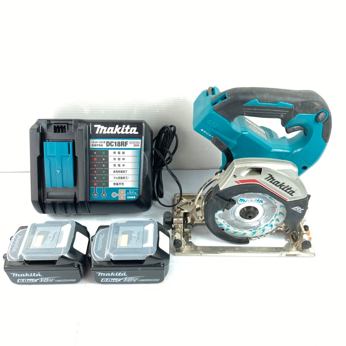 MAKITA マキタ 18V 125mm 充電式マルノコ バッテリx2個 充電器 ケース付 PSEマークあり HS474D ブルー