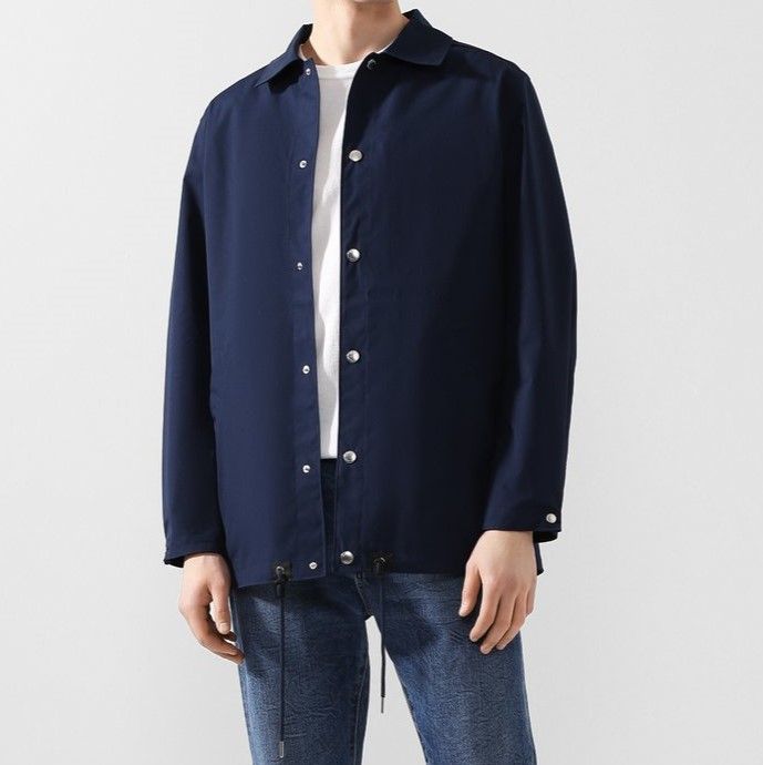 KENZO ケンゾー T/C LONG COACH JACKET バックロゴプリント コーチジャケット FA550U3641NK M ネイビー 定価88,000円 アウター g18910