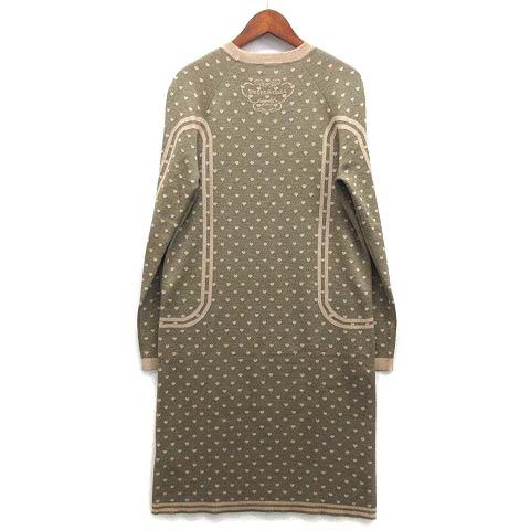 極美品☆正規品 HERMES エルメス 21年 Clic Clac クリッククラック ドット柄 シルク×カシミヤ 長袖 ニット ワンピース グレー系 38 伊製 美品 HERMESエルメス クリッククラック ドット セーター カシミヤ