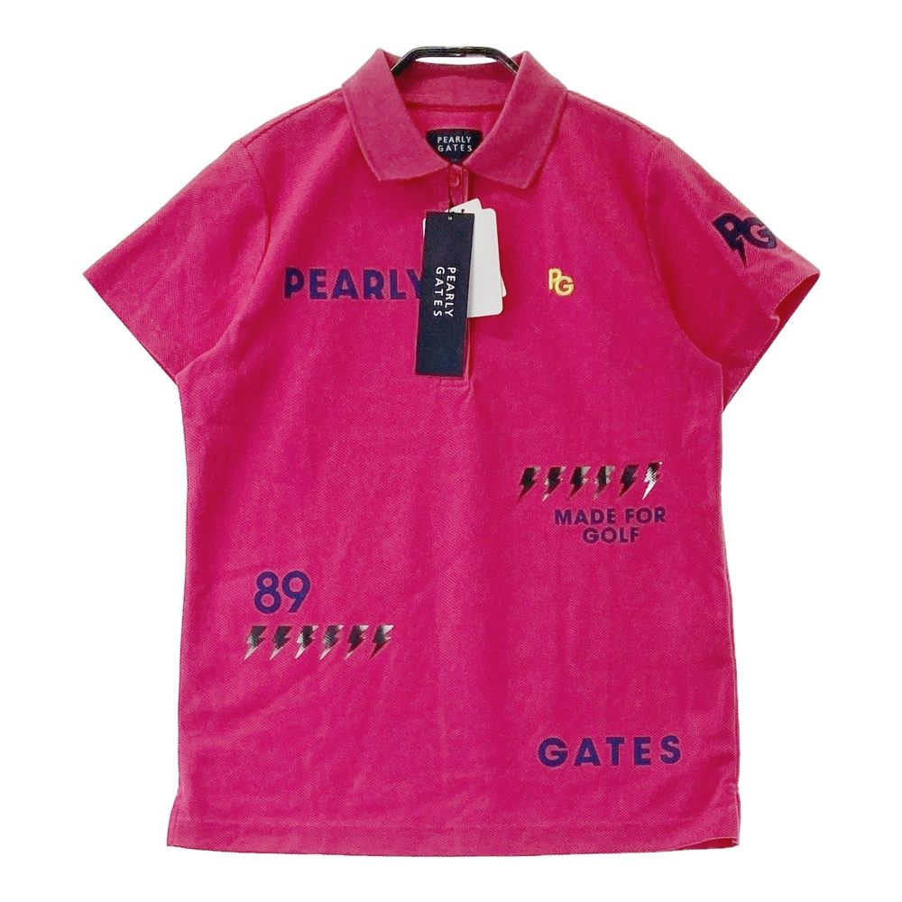 サイズ：1 PEARLY GATES パーリーゲイツ 055-2260606 半袖ポロシャツ ロゴプリント  ピンク系 [240101475355] ゴルフウェア レディース ストスト サイズ：1 PEARLY GATES パーリーゲイツ 055-2260606 半袖