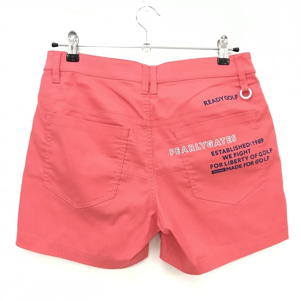 超 パーリーゲイツ ショートパンツ サーモンオレンジ 細ストライプ レディース 1 M ゴルフウェア モデル PEARLY GATES