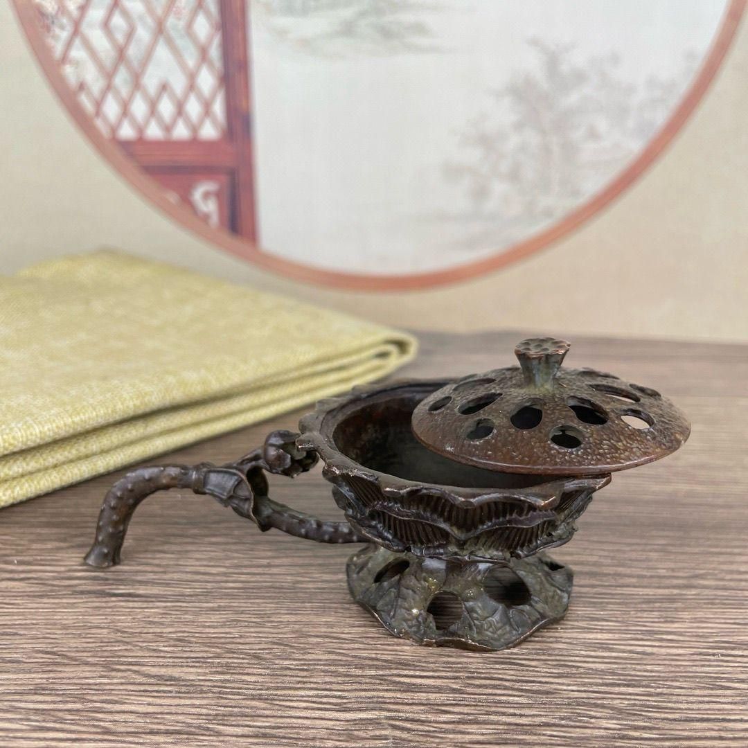 銅製 手持ち蓮華蓮蓬香炉 茶道禅意香炉 香道具 工芸品 置物
