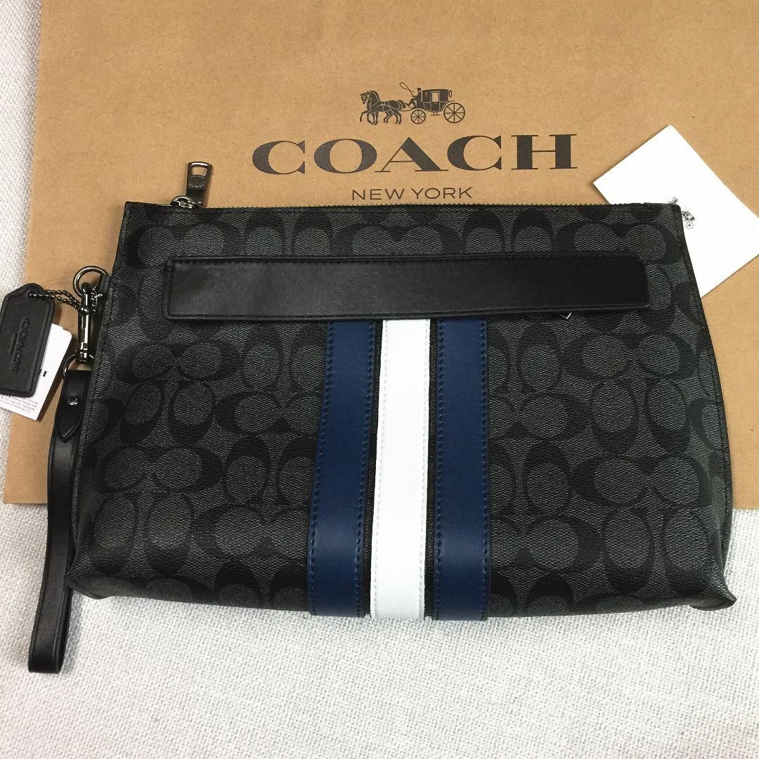 新品 COACH（コーチ）バッグ F38588 ネイビー セカンドバッグ クラッチバッグ｜シンプルでエレガントなデザイン｜大人の男性にぴったり｜購入2点以上で500円オフ！  - メルカリ