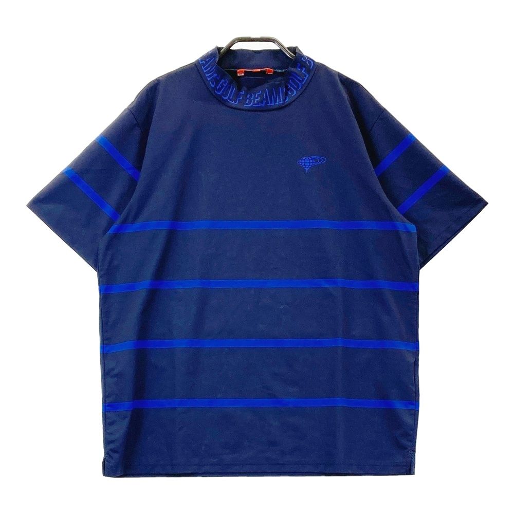 サイズ L BEAMS GOLF ビームスゴルフ 2025年モデル ハイネック 半袖Tシャツ ロゴ刺繍 ボーダー柄 ネイビー系 240101520711 ゴルフウェア メンズ ストスト