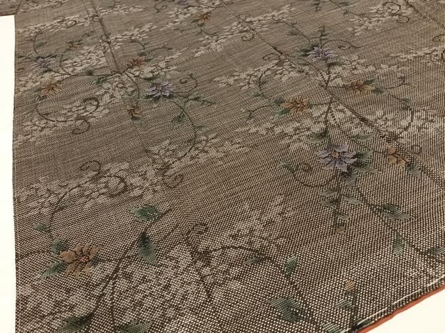 平和屋着物○本場大島紬 泥染め 7マルキ 花唐草文 正絹 逸品 未使用