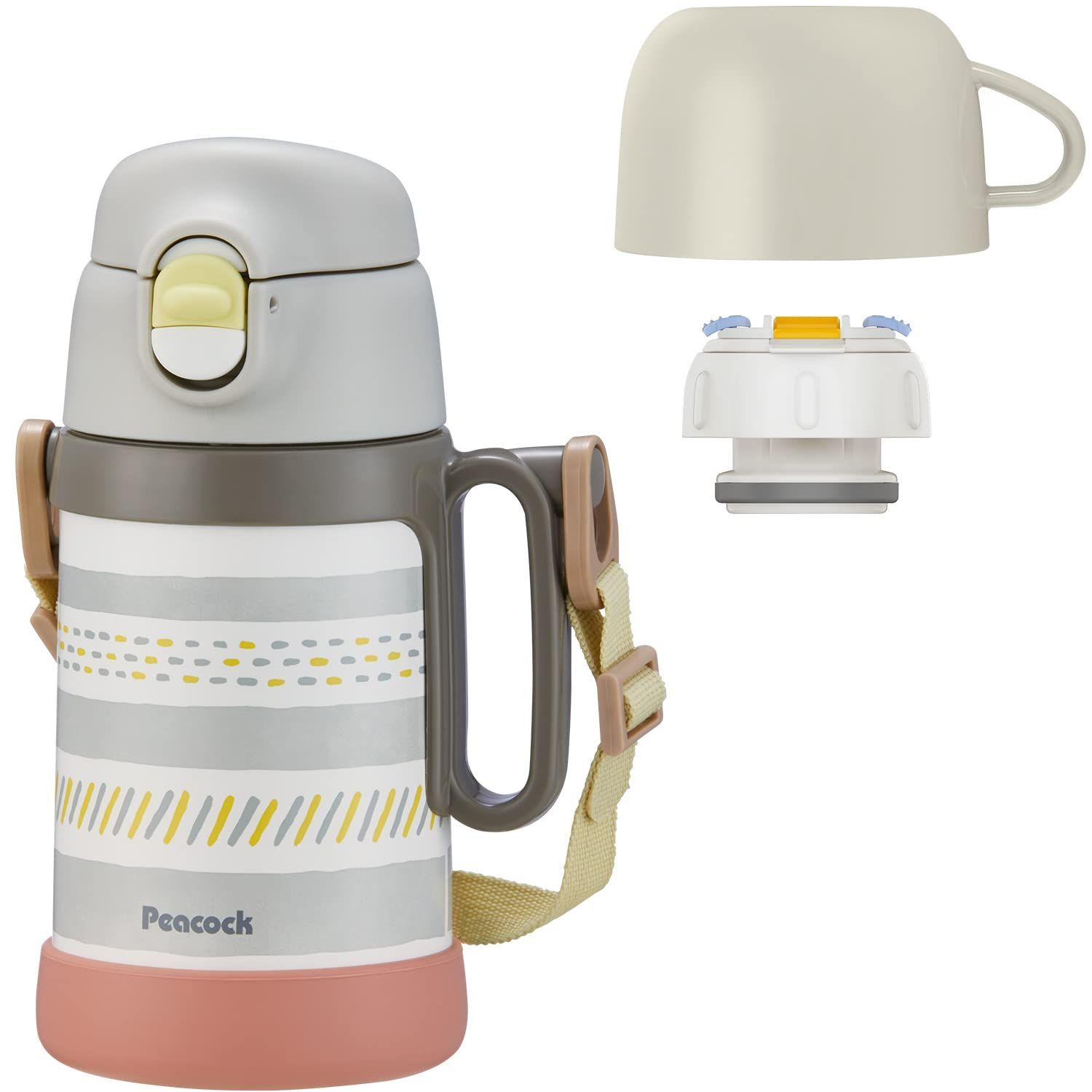 【新着商品】H ASN-W50 グレー ハンドル付 2WAYタイプ コップ飲み 保温 0.45L 直飲み 保冷 0.49L 子供 水筒 ピーコック ピーコック魔法瓶工業(The-peacock)