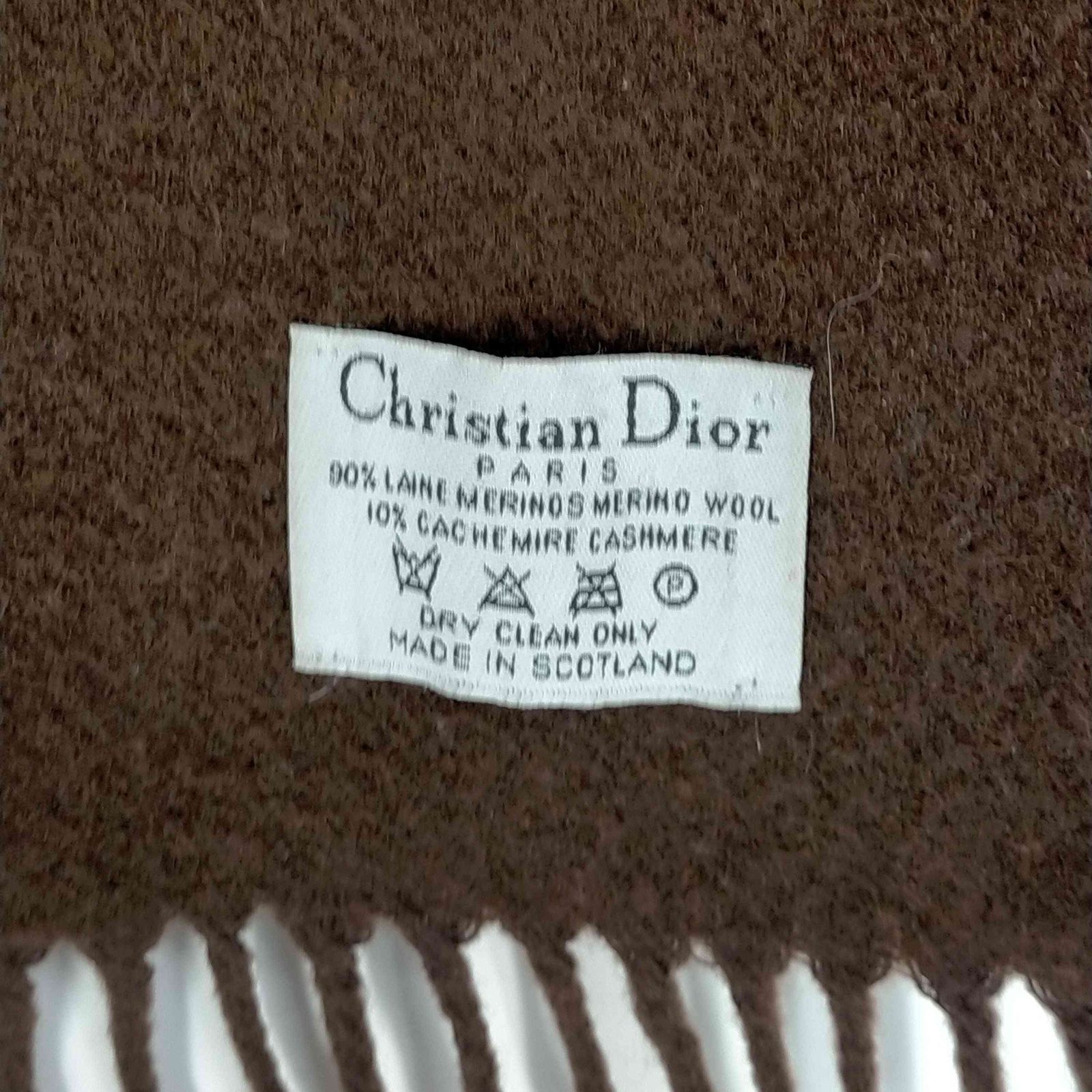 クリスチャンディオール　ウール　フリンジマフラー クリスチャンディオール Christian Dior カシミヤ混 フリンジ