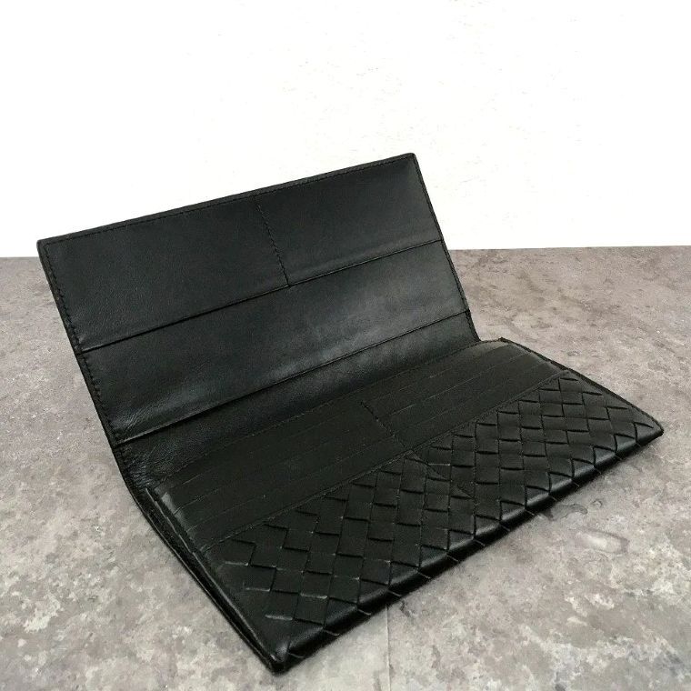 【極美品】ボッテガ　イントレチャート　ブラック　黒　長財布　財布　カーフレザー BOTTEGA VENETA ボッテガヴェネタ イントレチャート 長財布