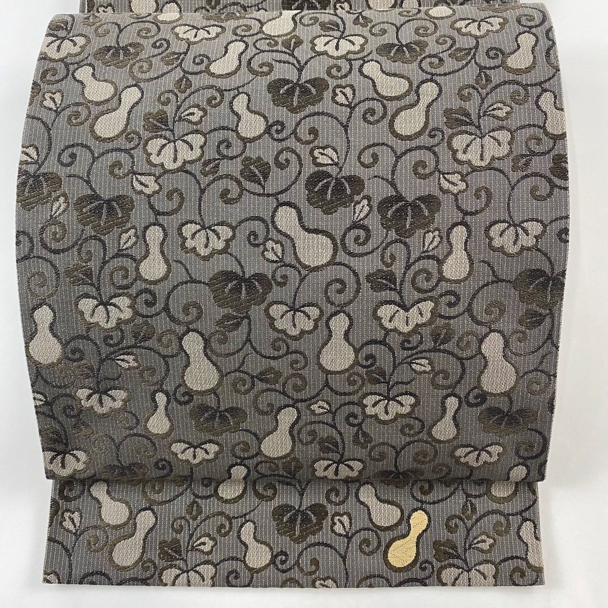 丸帯 美品 逸品 比翼仕立て風 十寿円満図 箔 金糸 金色 正絹 【中古  