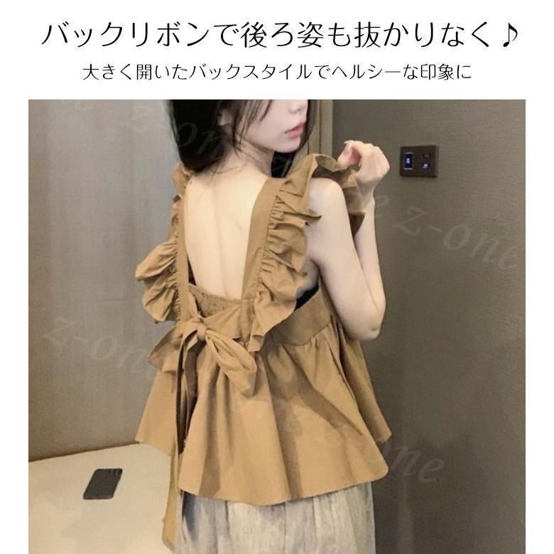 楽天市場】シフォン トップス ショート丈 フレア ノースリーブの通販