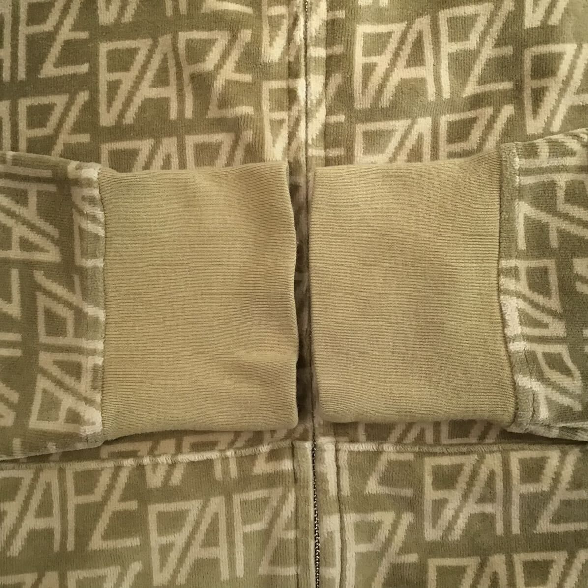 BAPE Logo Monogram Velour Shark Full Zip Hoodie Mサイズ ベージュ a  