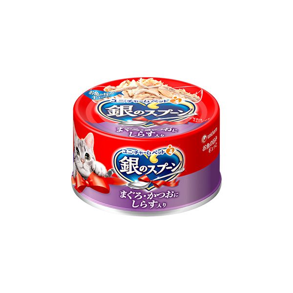 【同梱】【24個セット】ユニ・チャーム 銀のスプーン缶 まぐろ･かつおにしらす入り 70g