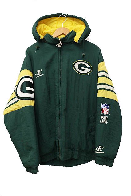 LOGOATHLETIC ロゴアスレチック NFL PACKERS ジップアップ フーディ パッカーズ 中綿 ジャケット XL 緑 黄 グリーン  イエロー ブランド古着ベクトル 中古○240917 - メルカリ