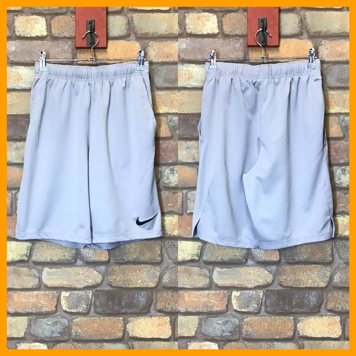 SP1-307★USA購入品★US規格★吸湿速乾★グレー【NIKE ナイキ】DRI-FIT ハーフパンツ【メンズ S】スポーツ ランニング ジム ジャージ バスケ バスパン US古着