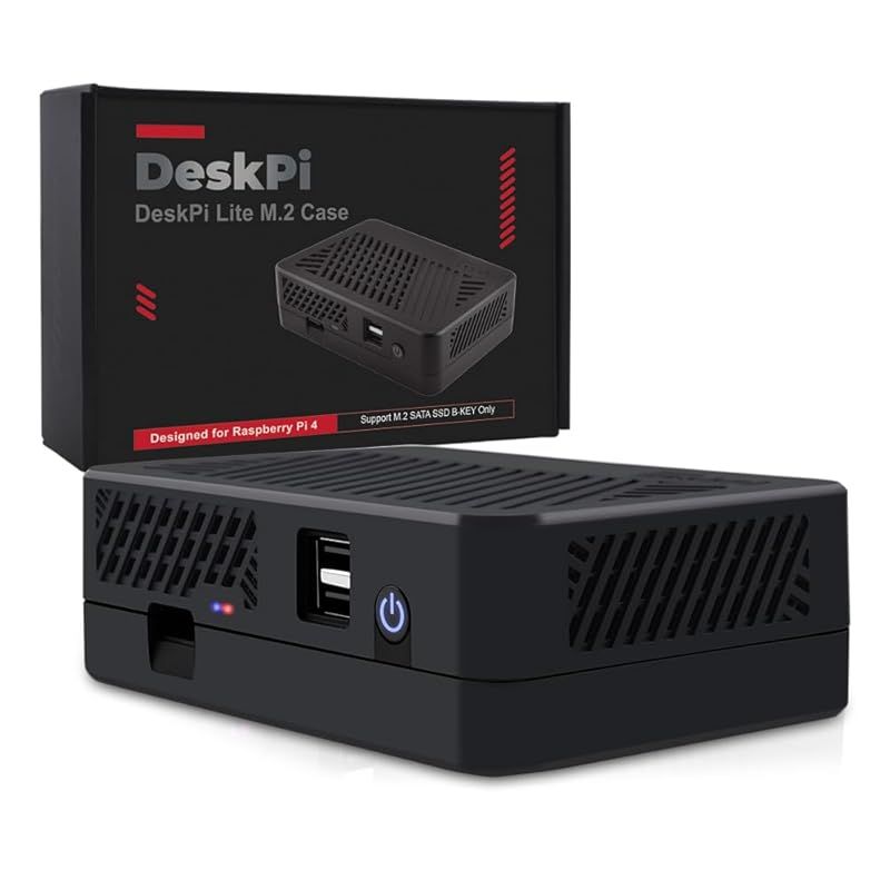 GeeekPi DeskPi Lite NASケースキット、Raspberry Pi 4用NASケース、M.2 SATA SSDアダプターボード付き、Raspberry Pi 4用ヒートシンク内蔵の PWMファン搭載、Raspberry Pi 4 Model 