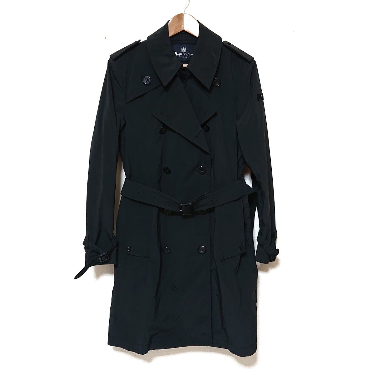 Aquascutum アクアスキュータムトレンチコート 黒メンズ 36