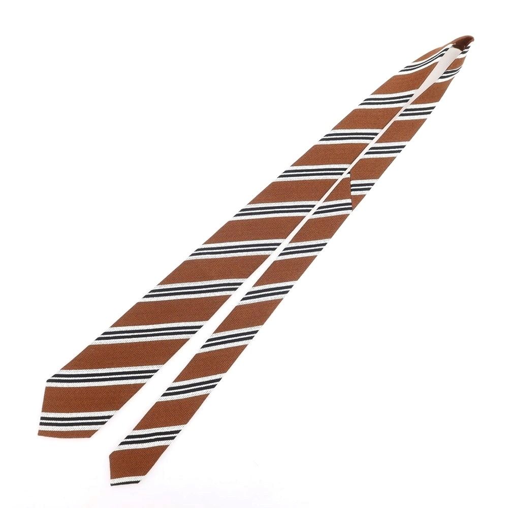 ニッキー nicky シルク ストライプ柄ネクタイ ブラウンxブラック メンズ