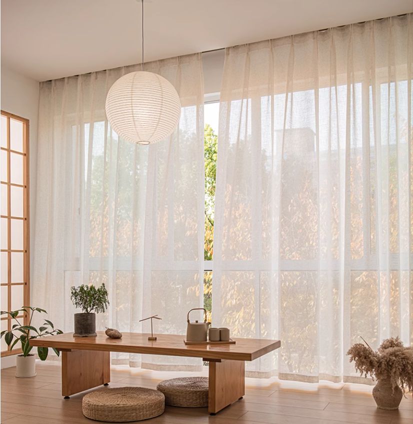 ホワイトリネンナチュラルフリルカーテンஐ⋆*ドイリー付き ホワイトリネンナチュラルフリルカーテンஐ⋆*ドイリー付き ナチュラル