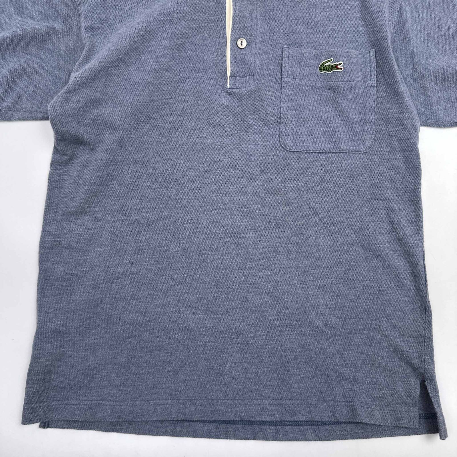 美品 80's Vintage LACOSTE ワニロゴ ポロシャツ 半袖 美品LACOSTE刺繍ワニロゴ鹿の子ポロシャツ半袖40薄黄ゴルフ