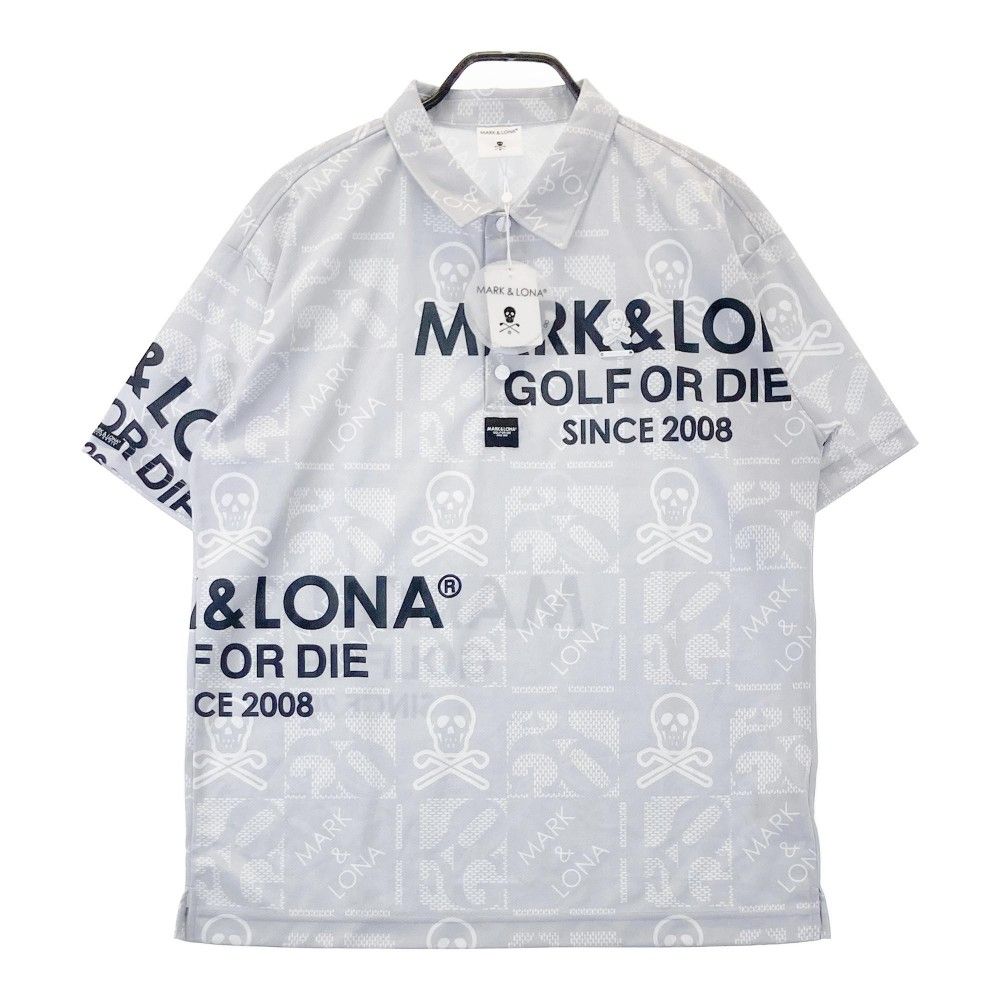 サイズ 50 MARK-LONA マークアンドロナ 2025年モデル 半袖ポロシャツ 総柄 グレー系 240101432584 ゴルフウェア メンズ ストスト