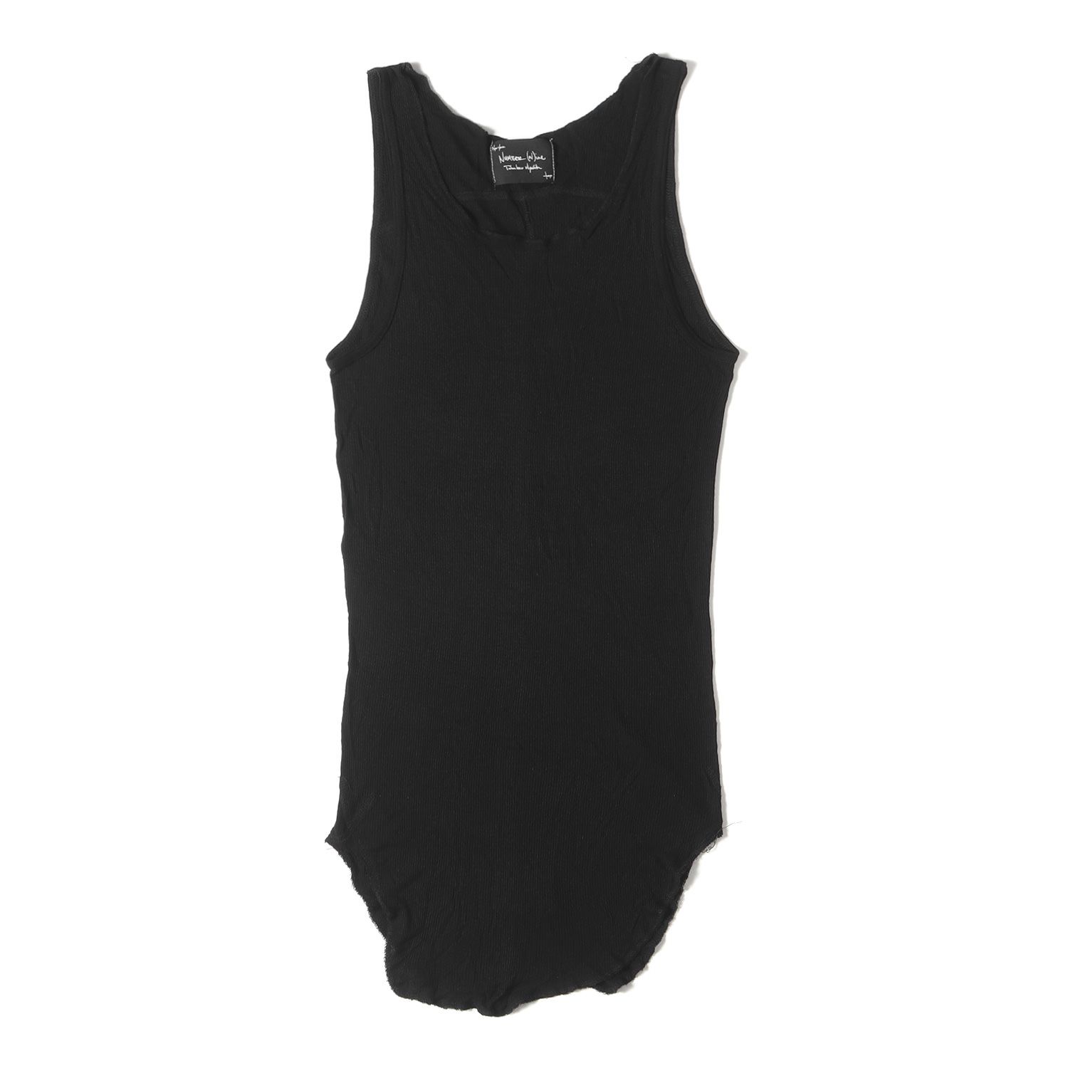 美品 NUMBER (N)INE ナンバーナイン サイズ:3 09AW A CLOSED FEELING期 レーヨン シルク リブ タンクトップ ブラック 黒 トップス カットソー【メンズ】