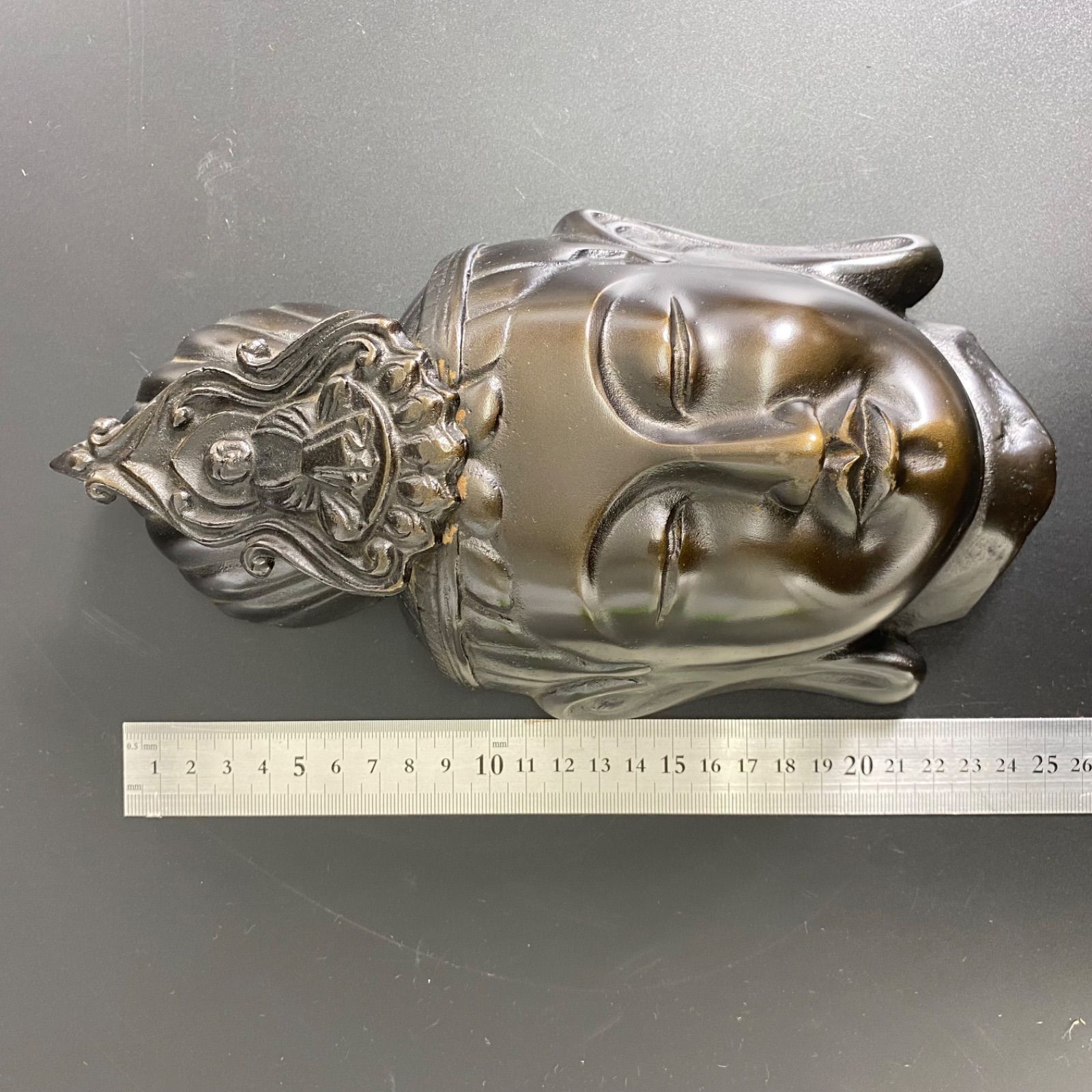 金属製 仏像 観音菩薩 夢違観音 仏面 壁掛けレリーフ 壁掛け オブジェ 