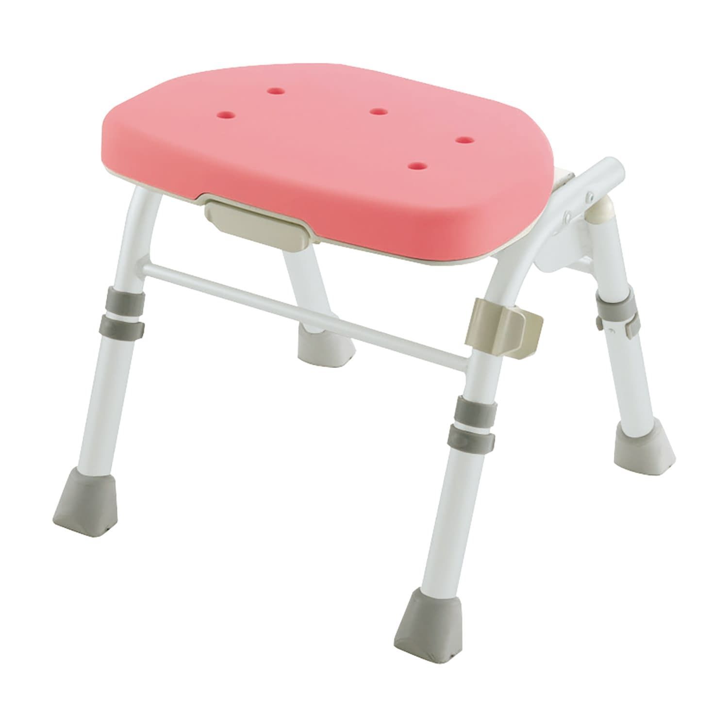 折りたたみシャワーチェア M型背なし 背なしタイプ 風呂椅子 23-6248-0001 ピンク リッチェル