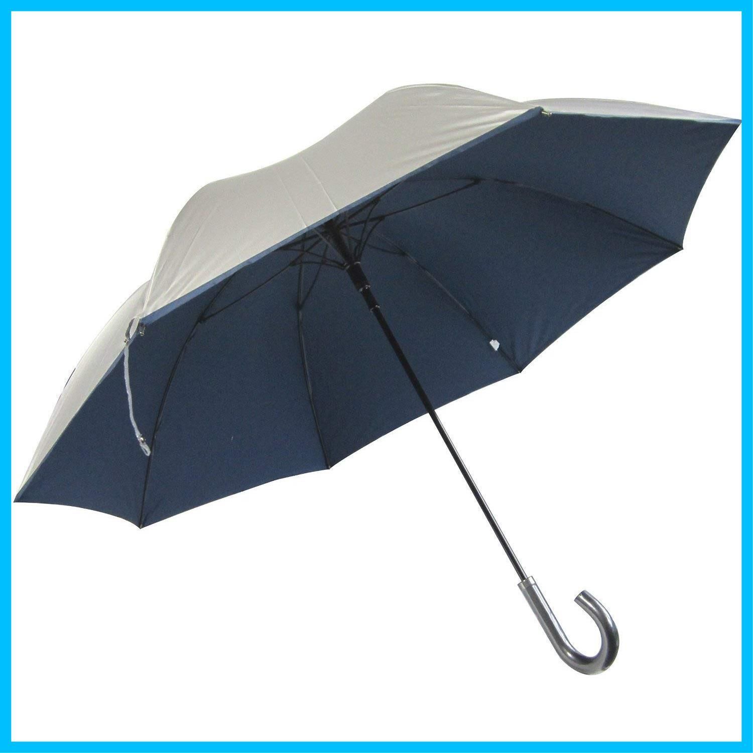 直径約110 cm シルバー生地 ひっくり返っても元通り UV 99％以上カット 軽量 晴雨兼用 UPF 50 日光を遮断 65 ジャンプ長傘 日傘 紺