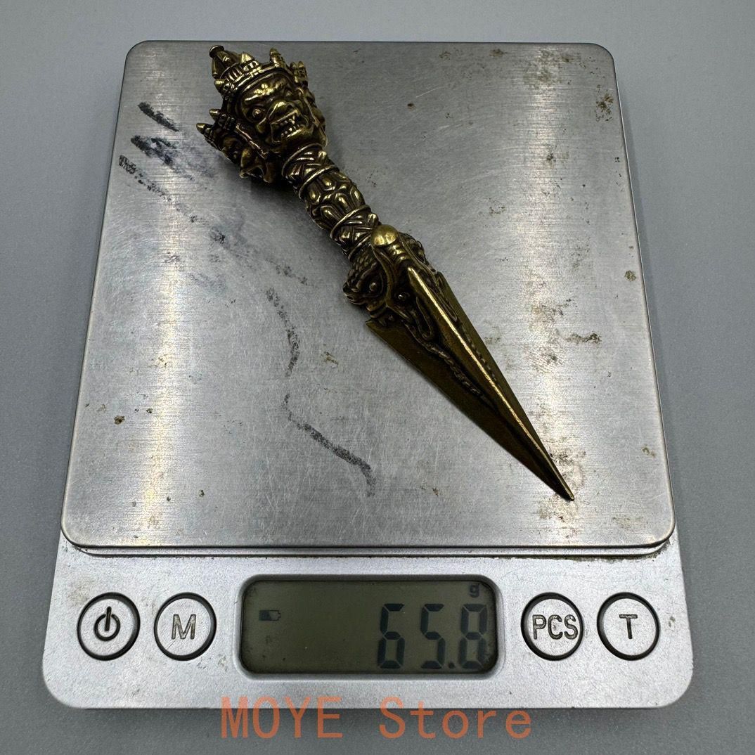 銅製 仏教法器 金剛杵三面仏像普巴法器 招財 開運 風水 工芸品