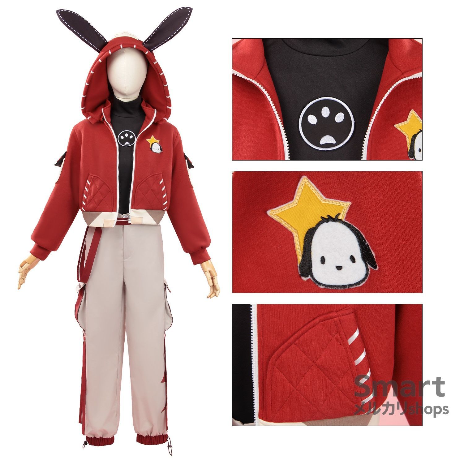 コスプレ 衣装 だいごじんかく identityV サンリオコラボの囚人コスプレ 囚人レッド秋ジャケット 第五人格コスプレ衣装 アニメ衣装 M251016-1