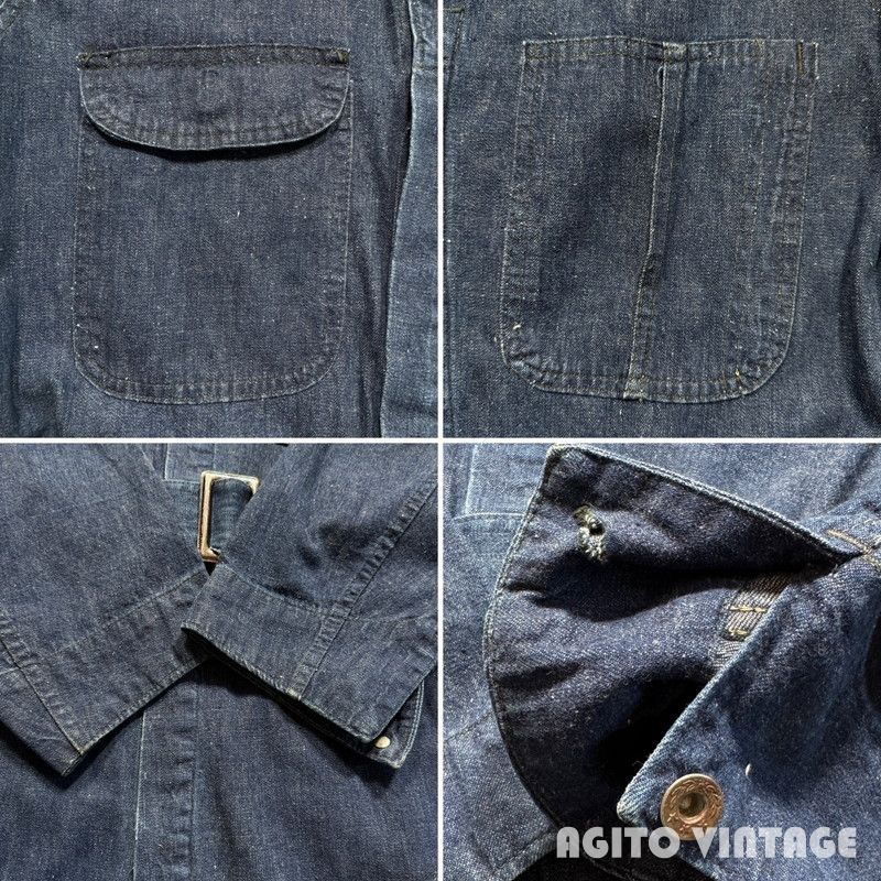 40's Unknown デニムオールインワン ツナギ WW II 大戦モデル 月桂樹