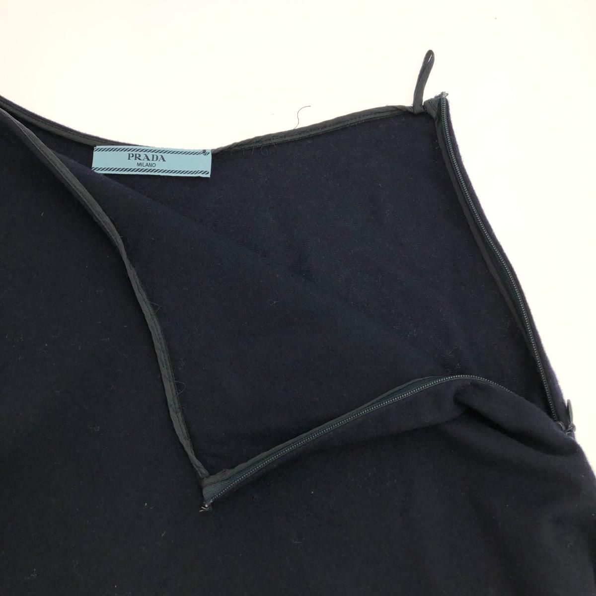 PRADA プラダ フレアースカート サイズ:36 ウール ネイビー レディース