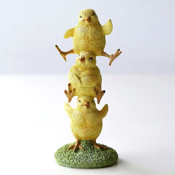 ひよこ ヒヨコ 置物 オブジェ かわいい オーナメント 玄関 窓辺 カウンター リビング 手のひらサイズ やんちゃなひよこトリオの置物