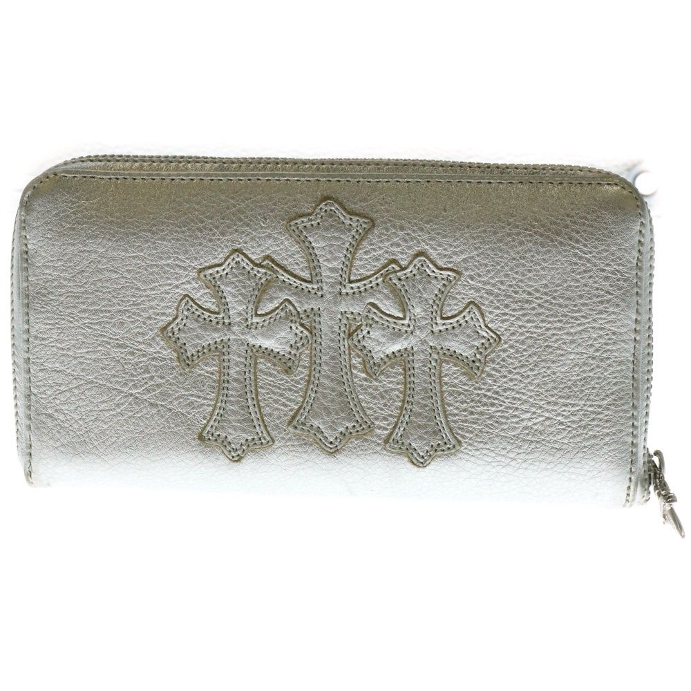 CHROME HEARTS クロムハーツ REC F ZIP 3セメタリー クロスパッチ ラウンドファスナーウォレット 長財布 シルバー