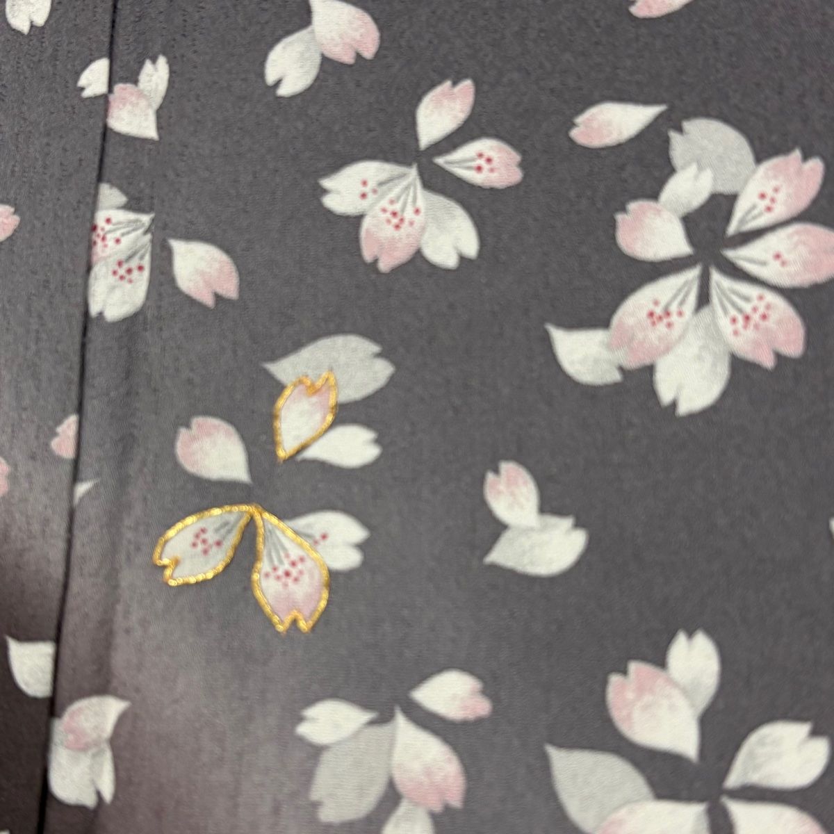 付下げ 身丈161.5cm 裄丈68cm L 袷 松井青々 落款 蔦 桜の花びら 金銀