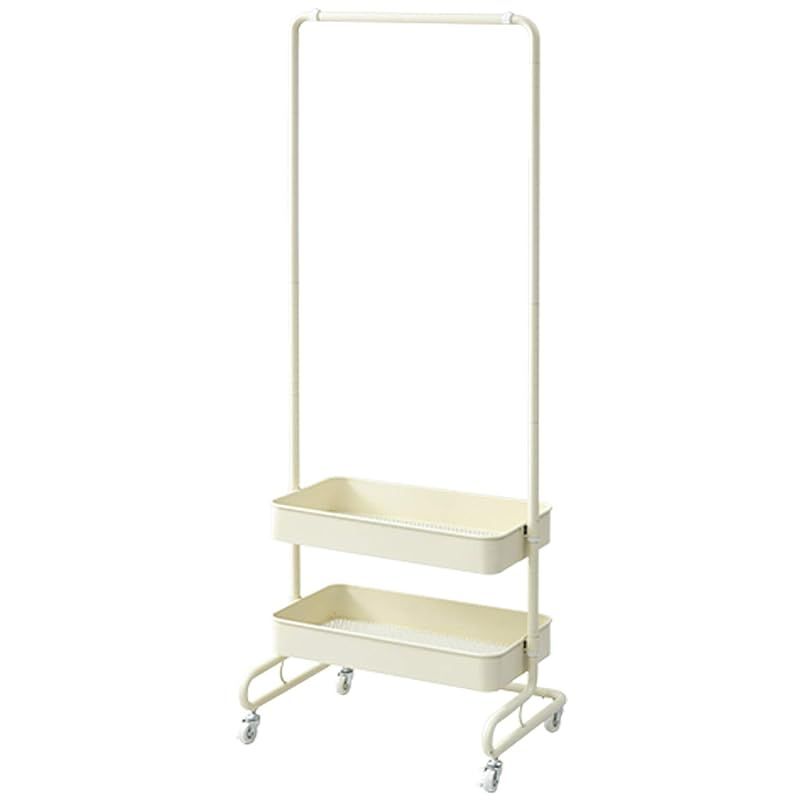 山善(YAMAZEN) トローリーハンガー アイボリー バスケット2段