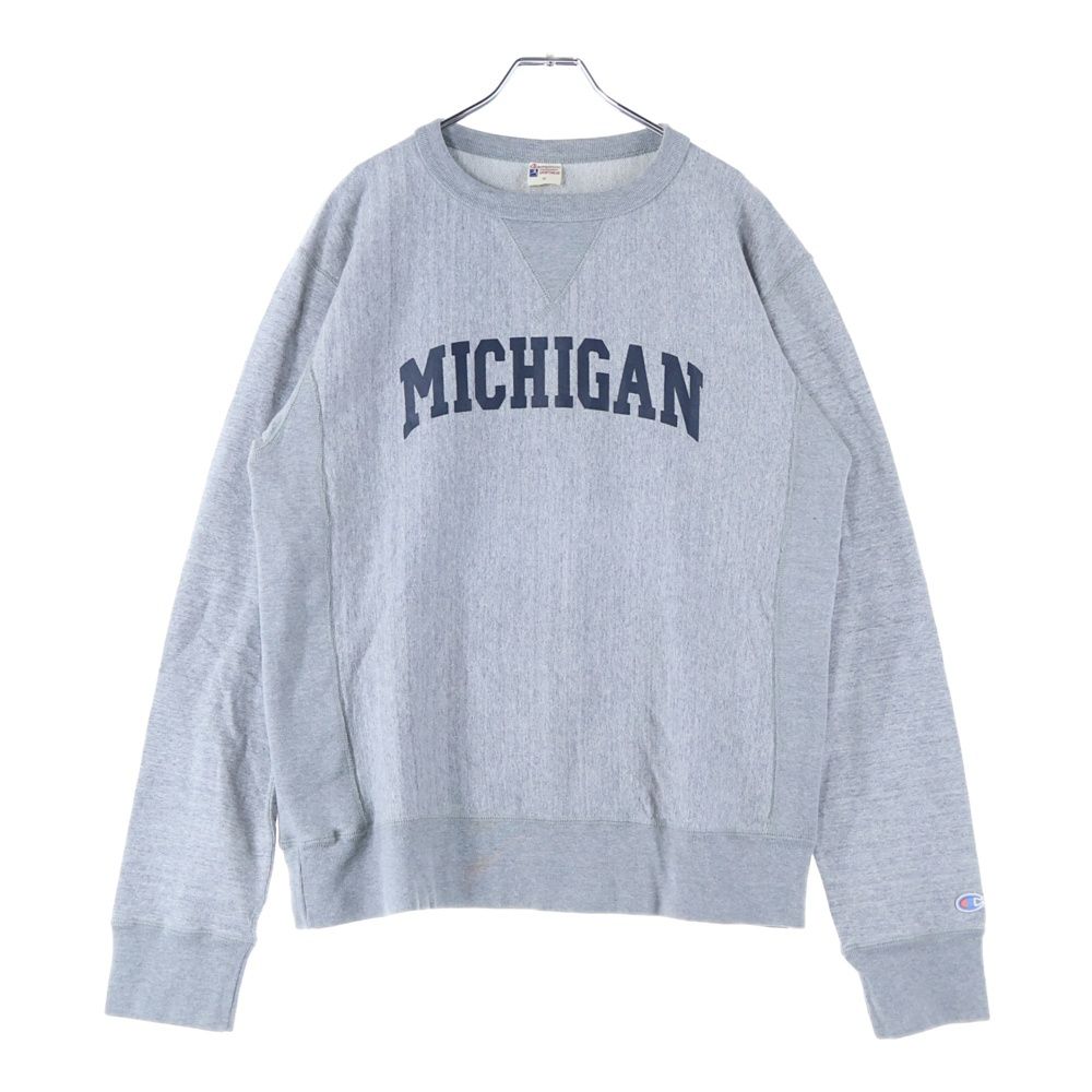 人気定番，人気 CHAMPION (チャンピオン) MICHIGAN ミシガン カレッジプリント ランタグ復刻 クルーネック スウェット トレーナー グレー CSS4620 トレーナー・スウェット