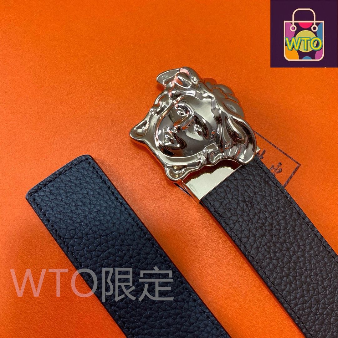 VERSACE COLLECTION ブラックレザーベルト　タグ付き未使用品 ラ メドゥーサ レザー ベルト ブラック | VERSACE JP