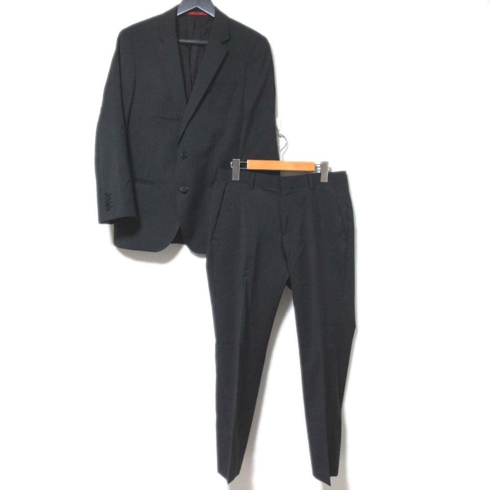 HUGO BOSS ヒューゴボス シングル テーラードジャケット スラックスパンツ スーツ セットアップ IT44サイズ チャコールグレー メンズ 古着