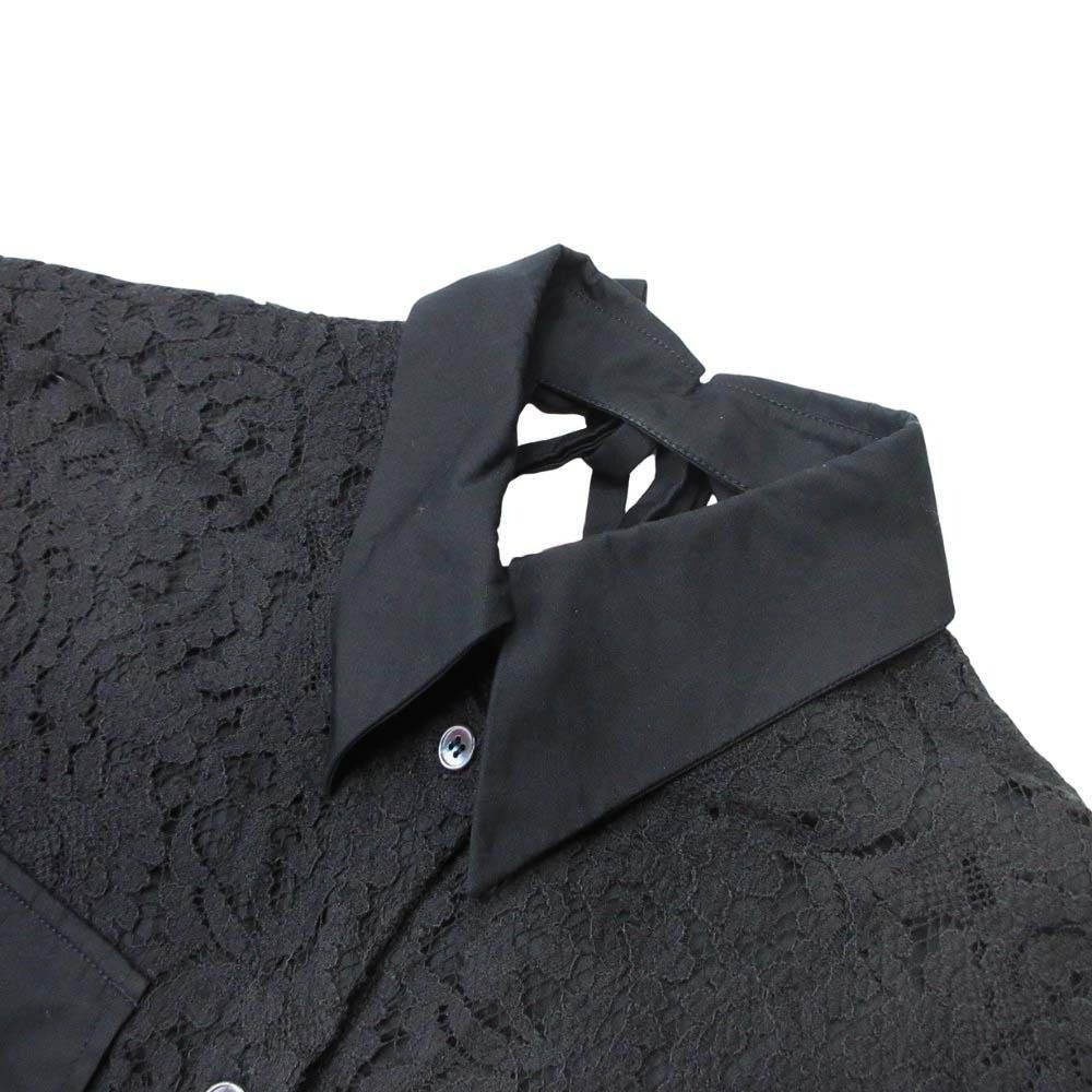 美品 sacai サカイ 半袖 異素材切替えブラウス サイズ1 ブラック  