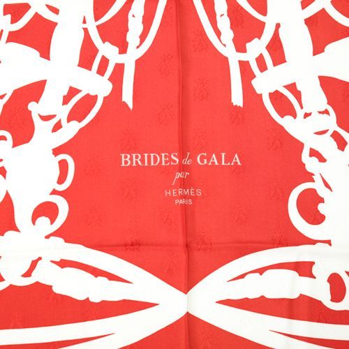HERMES BRIDES de GALA シルクスカーフ 赤色 レッド HERMES BRIDES de GALA シルクスカーフ 赤色 レッド エルメス カレ