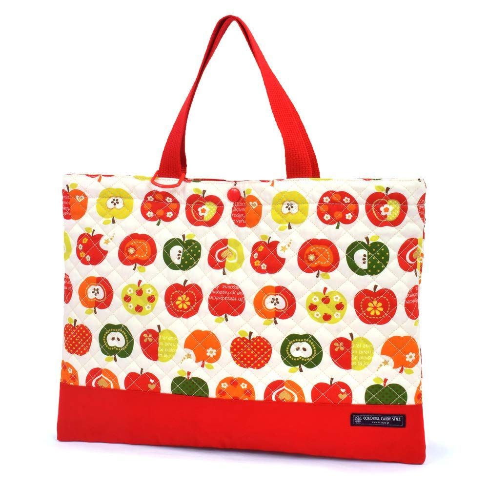 【人気商品】レッスンバッグ(キルティング) 絵本袋 STYLE 手さげ おけいこバッグ CANDY おしゃれリンゴのひみつ(アイボリー) COLORFUL N0223700
