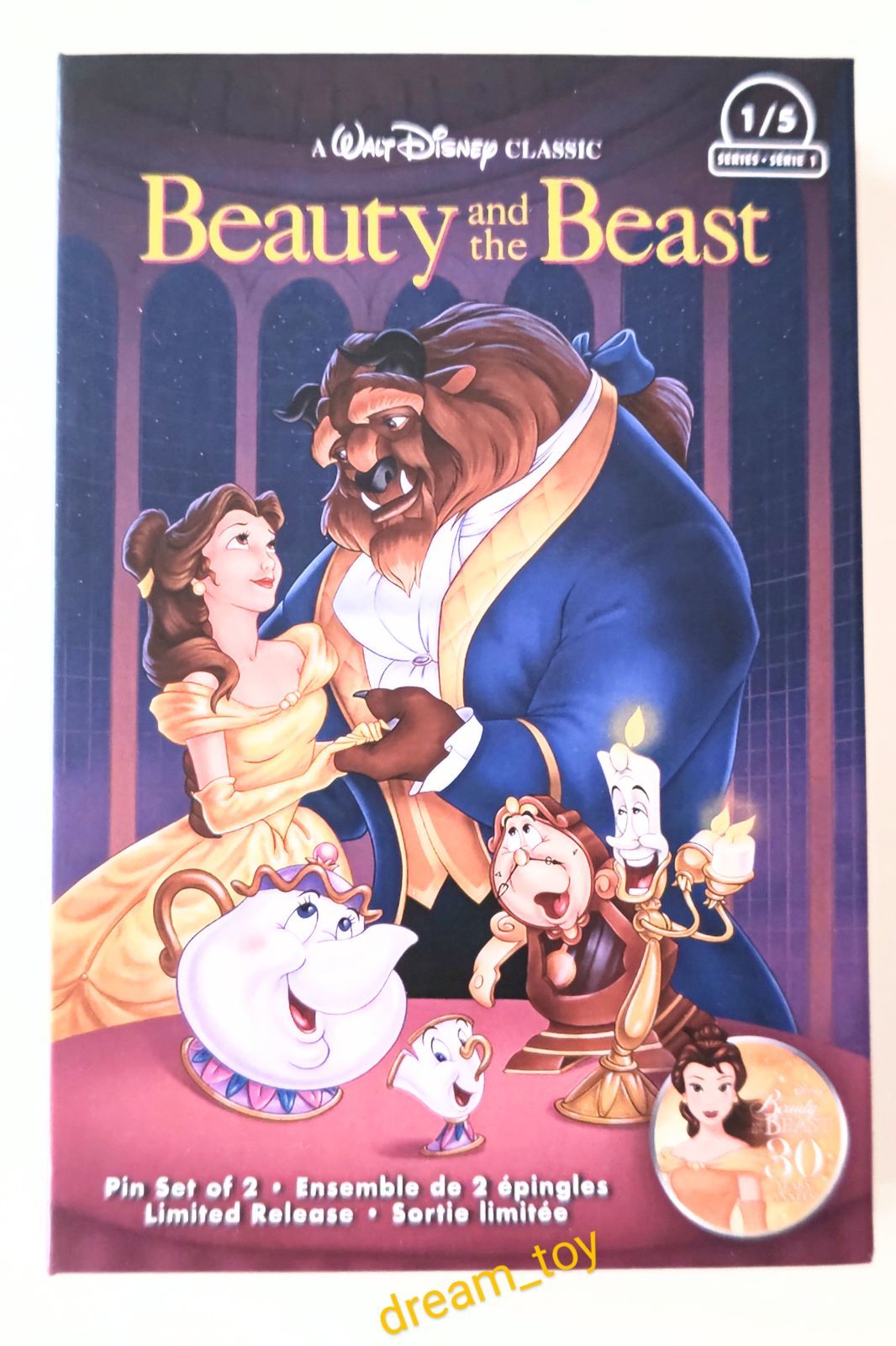 Disney『美女と野獣』ピンバッジセット❣VHS風ボックス