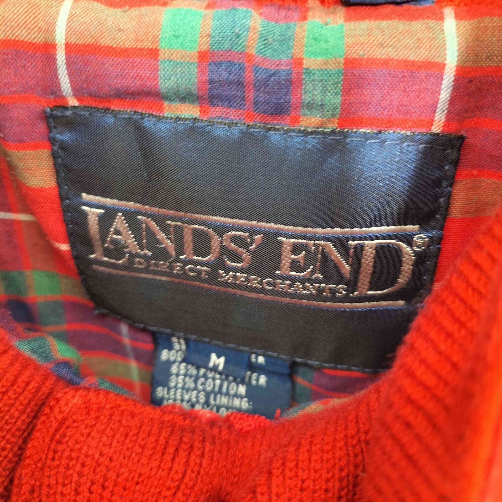 ランズエンド LANDS END 旧タグ 裏地チェック柄 スイングトップ ジップ 