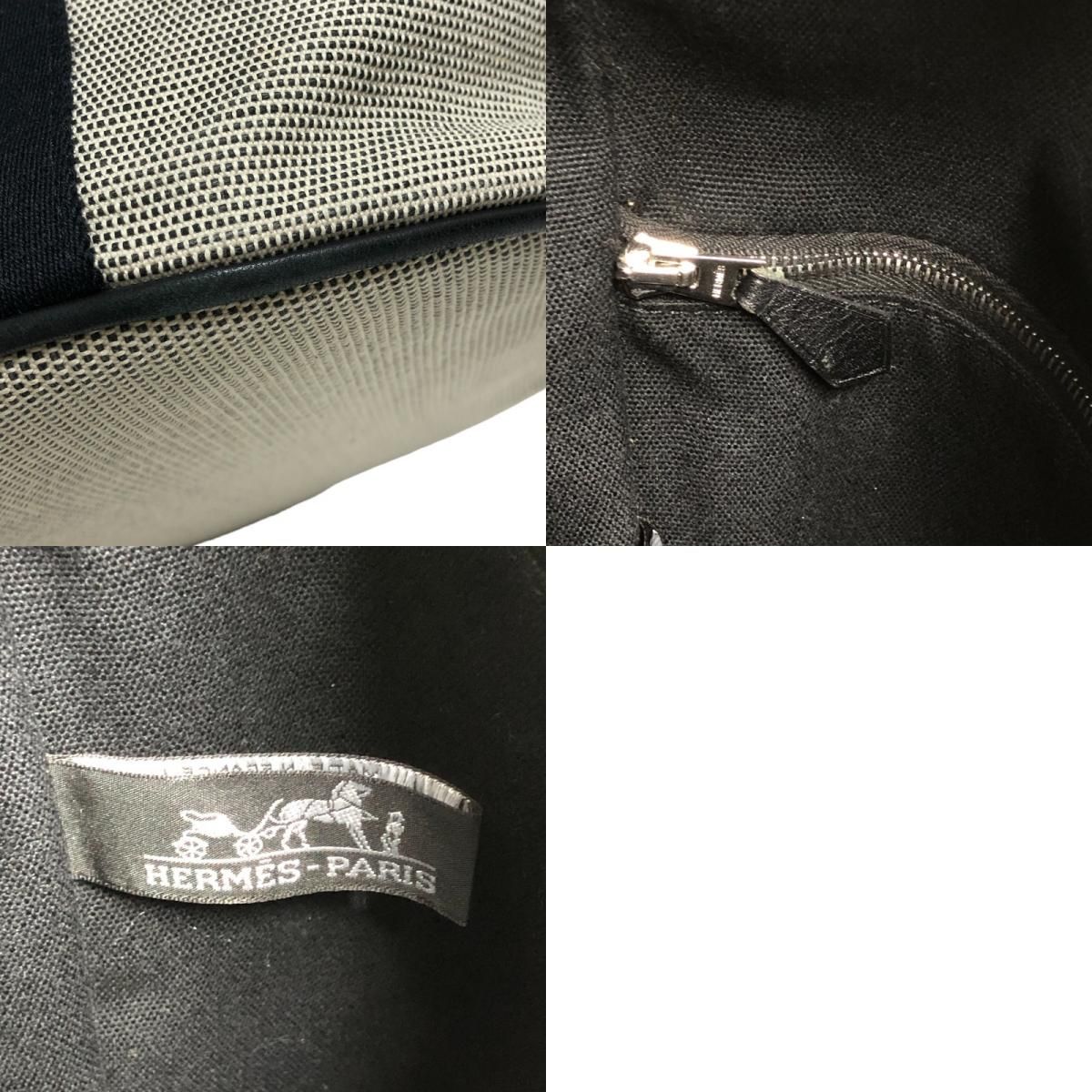 エルメス HERMES サクソーGM アイボリー×ブラック シルバー金具