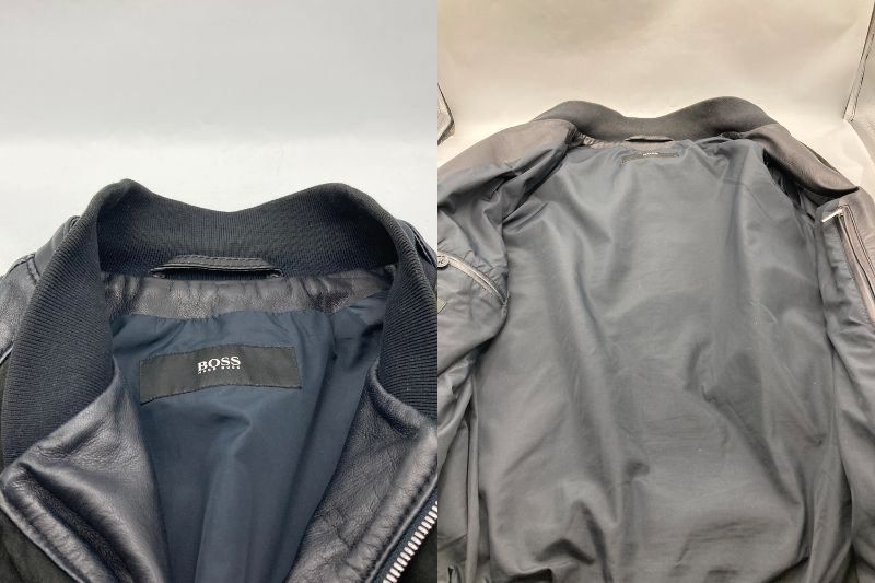 HUGO BOSS ヒューゴボス ラムレザー/スエード ブルゾン レザージャケット サイズ48 中古 D4 HUGO BOSS ヒューゴボス ラムレザー/スエード ブルゾン レザー