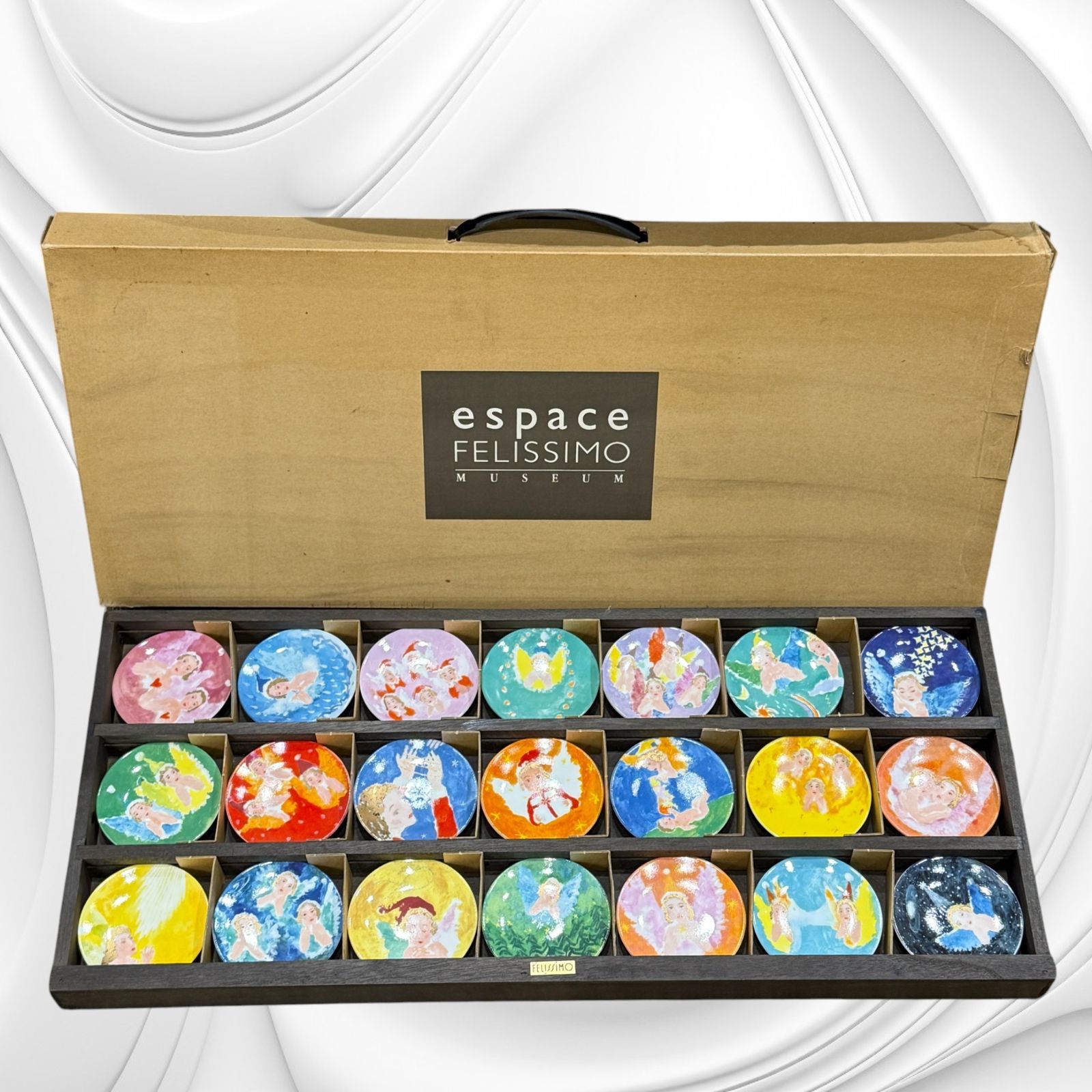 【最終値下げです！】フェリシモ ２１の天使の豆皿の会 寺門孝之 超希少】画家 寺門孝之氏 21の天使の豆皿☆フルセット