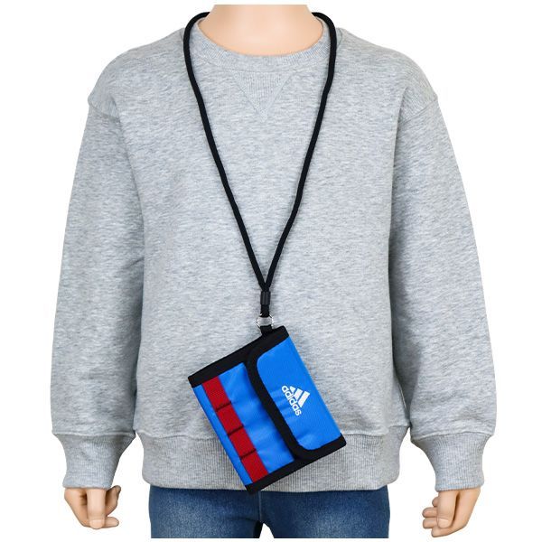 財布 三つ折り ネックストラップ付き adidas アディダス